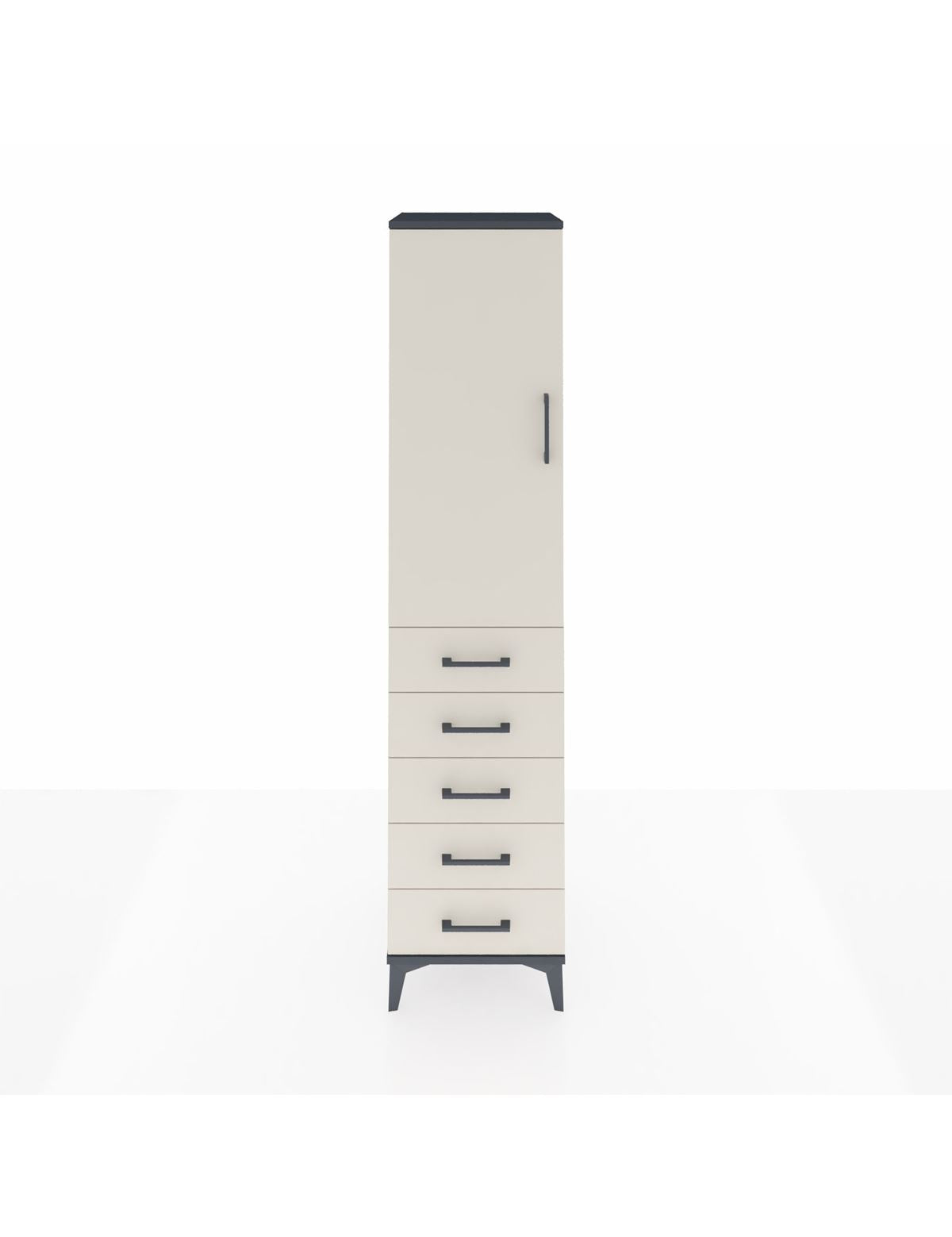 Hyperion Dolap Tek Raflı 5 Çekmeceli Tek Askılı 44x44x195 Antrasit-Aytaşı