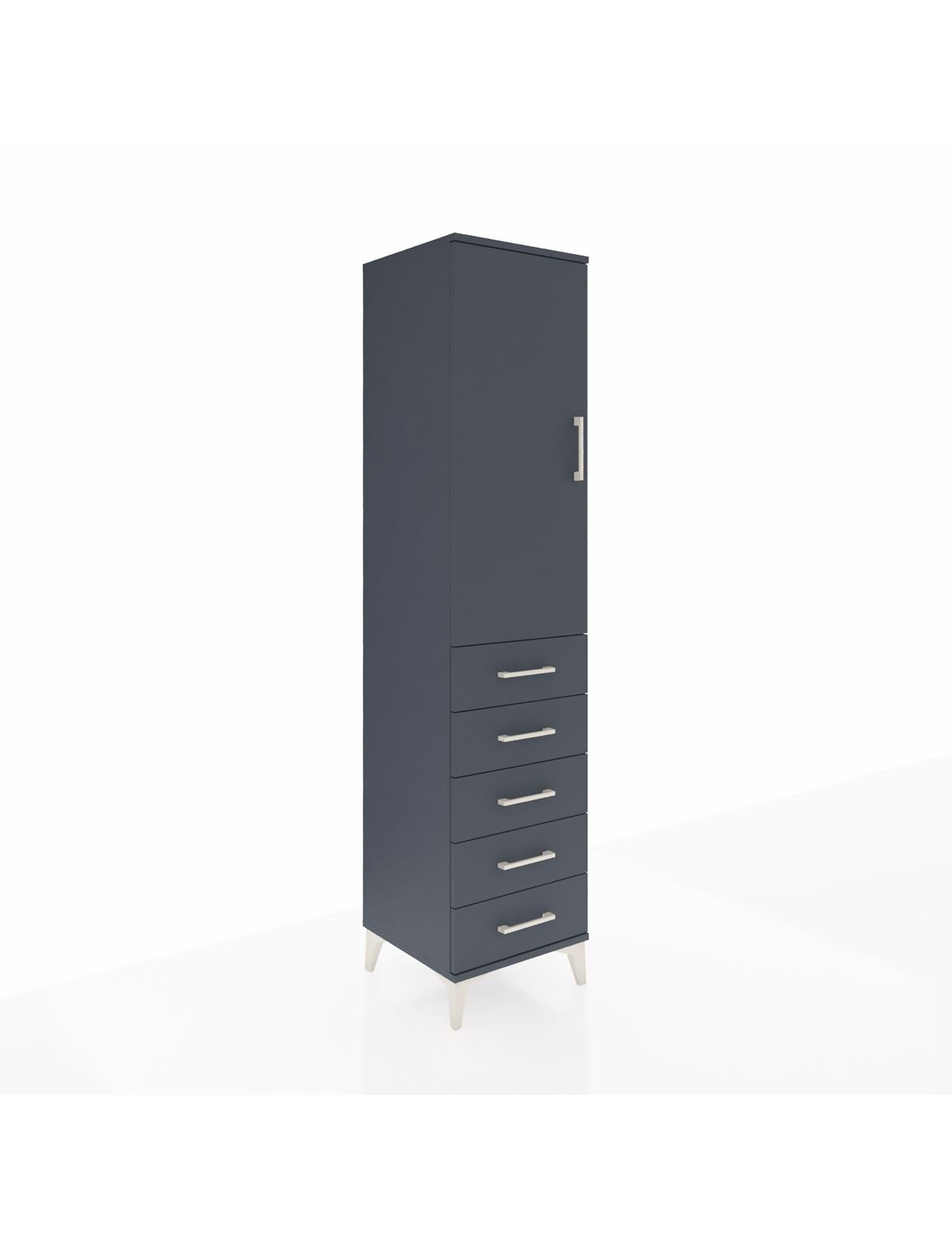 Hyperion Dolap Tek Raflı 5 Çekmeceli Tek Askılı 44x44x195 Antrasit-Antrasit