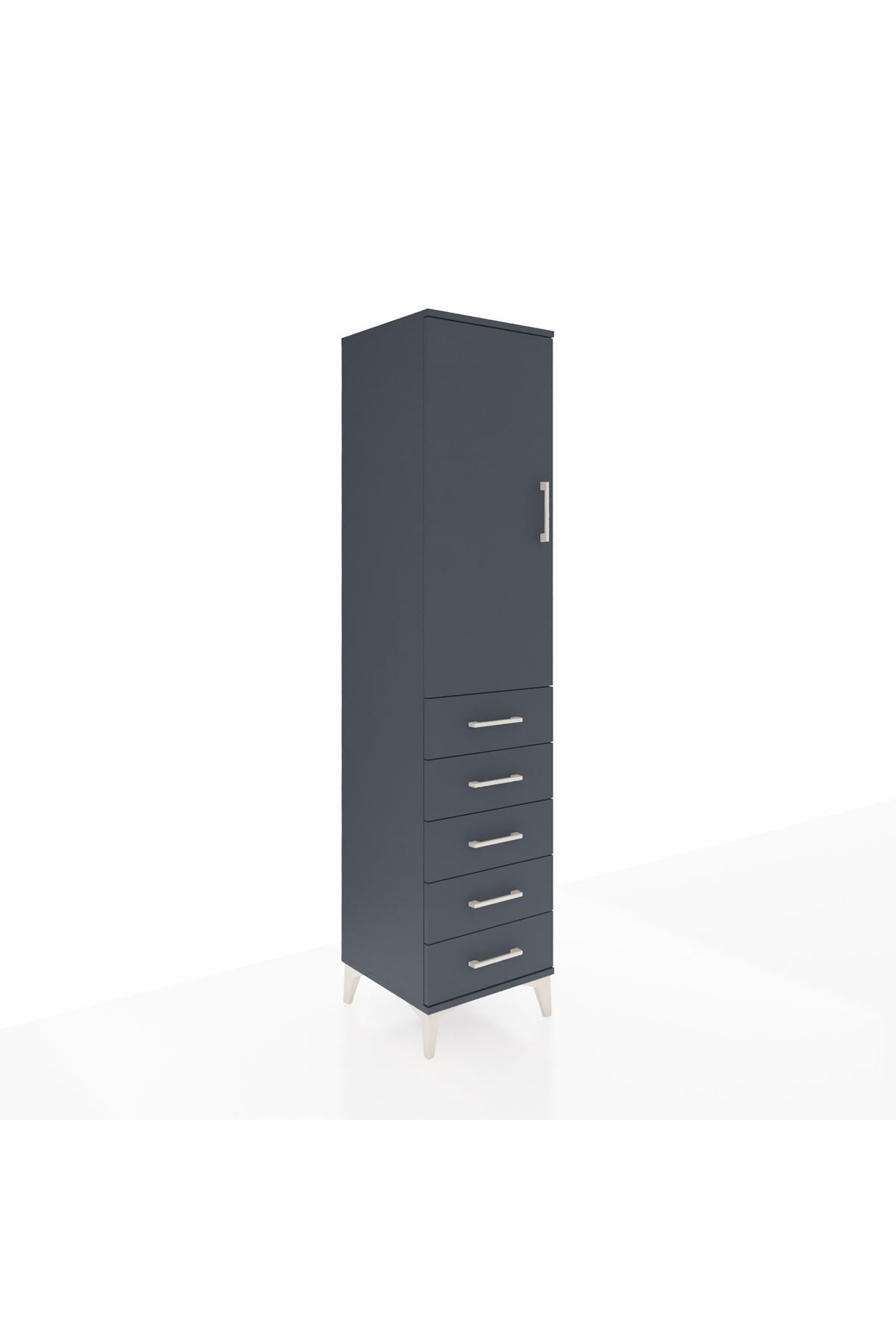 Hyperion Dolap Tek Raflı 5 Çekmeceli Tek Askılı 44x44x195 Antrasit-Antrasit