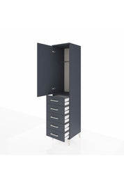 Hyperion Dolap Tek Raflı 5 Çekmeceli Tek Askılı 44x44x195 Antrasit-Antrasit