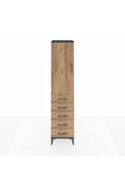 Hyperion Dolap Tek Raflı 5 Çekmeceli Tek Askılı 44x44x195 Antrasit-Çam
