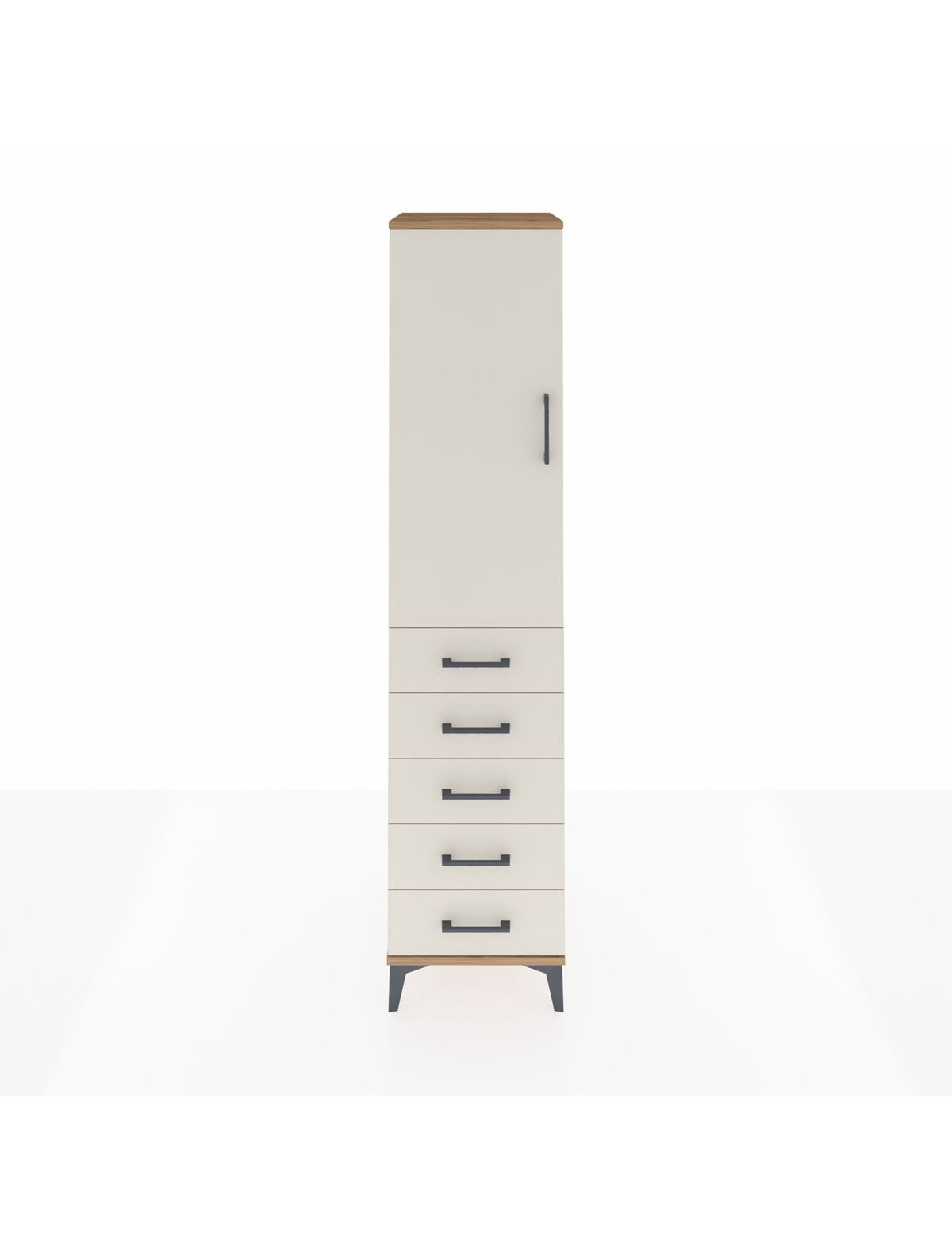 Hyperion Dolap Tek Raflı 5 Çekmeceli Tek Askılı 44x44x195 Çam-Aytaşı