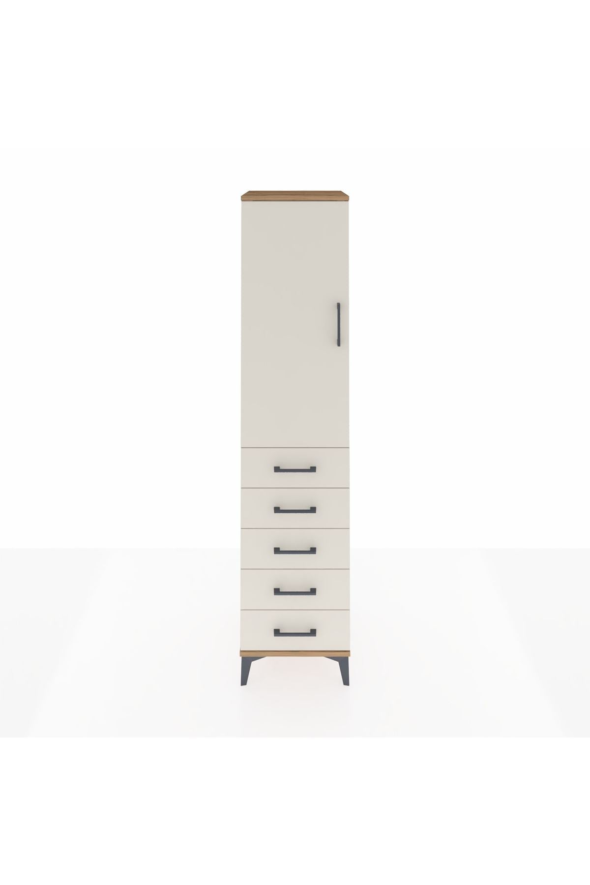 Hyperion Dolap Tek Raflı 5 Çekmeceli Tek Askılı 44x44x195 Çam-Aytaşı