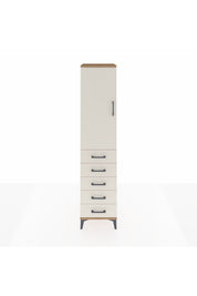 Hyperion Dolap Tek Raflı 5 Çekmeceli Tek Askılı 44x44x195 Çam-Aytaşı