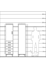 Hyperion Dolap Tek Raflı 5 Çekmeceli Tek Askılı 44x44x195 Çam-Aytaşı