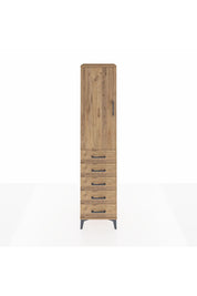 Hyperion Dolap Tek Raflı 5 Çekmeceli Tek Askılı 44x44x195 Çam-Çam
