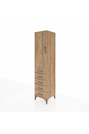 Hyperion Dolap Tek Raflı 5 Çekmeceli Tek Askılı 44x44x195 Çam-Çam
