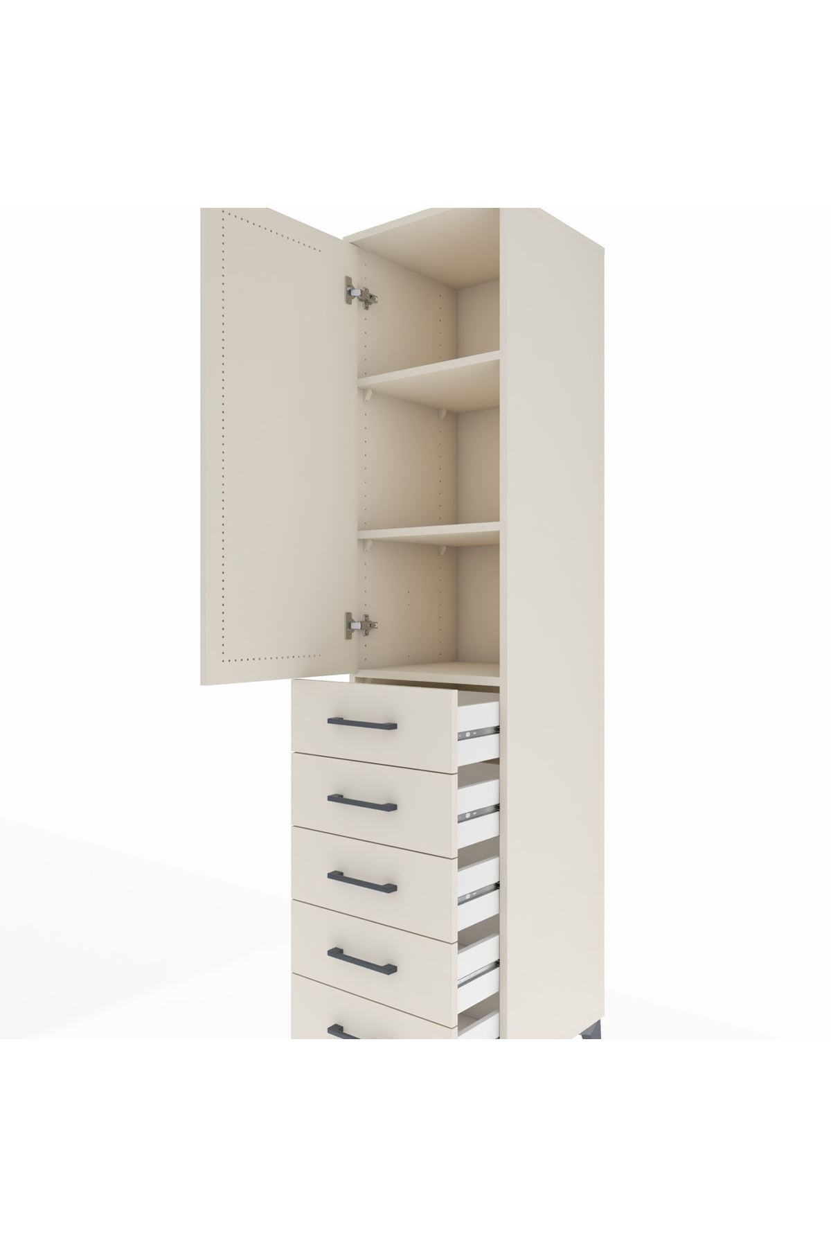 Hyperion Dolap 3 Raflı 5 Çekmeceli Tek Kapaklı 44x44x195 Aytaşı-Aytaşı