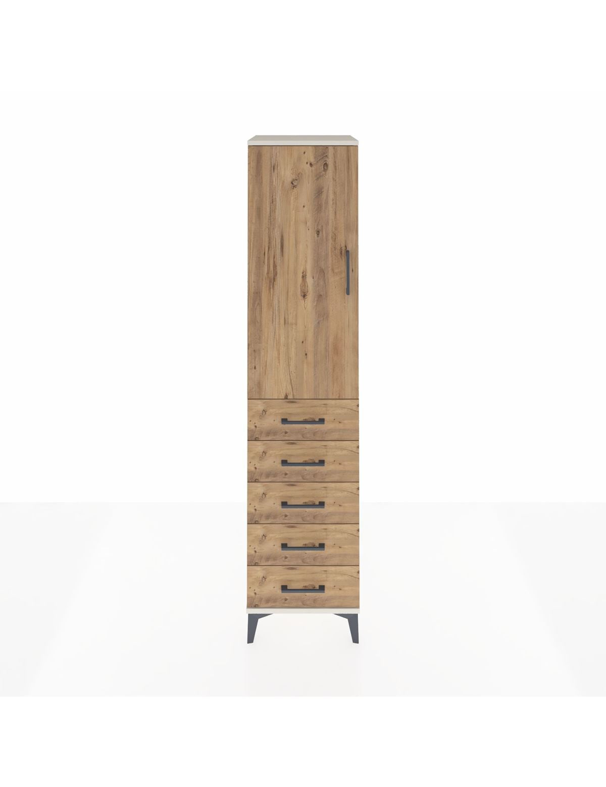 Hyperion Dolap 3 Raflı 5 Çekmeceli Tek Kapaklı 44x44x195 Aytaşı-Çam