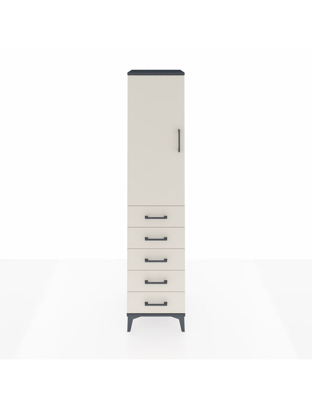 Hyperion Dolap 3 Raflı 5 Çekmeceli Tek Kapaklı 44x44x195 Antrasit-Aytaşı