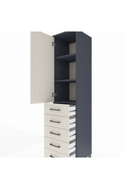 Hyperion Dolap 3 Raflı 5 Çekmeceli Tek Kapaklı 44x44x195 Antrasit-Aytaşı