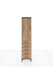 Hyperion Dolap 3 Raflı 5 Çekmeceli Tek Kapaklı 44x44x195 Antrasit-Çam