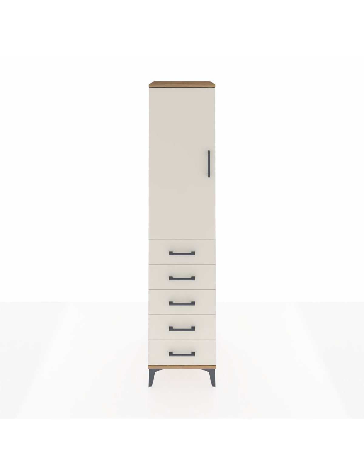 Hyperion Dolap 3 Raflı 5 Çekmeceli Tek Kapaklı 44x44x195 Çam-Aytaşı