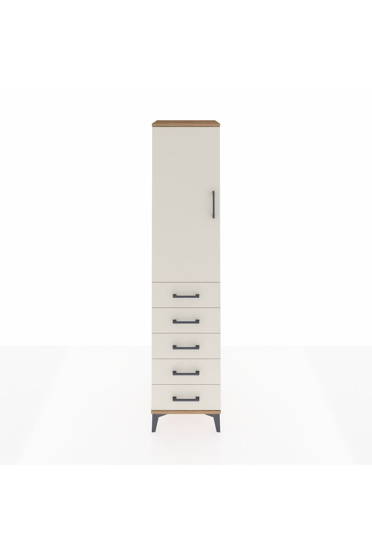 Hyperion Dolap 3 Raflı 5 Çekmeceli Tek Kapaklı 44x44x195 Çam-Aytaşı