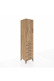 Hyperion Dolap 3 Raflı 5 Çekmeceli Tek Kapaklı 44x44x195 Çam-Çam