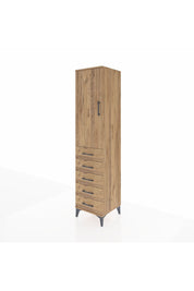 Hyperion Dolap 3 Raflı 5 Çekmeceli Tek Kapaklı 44x44x195 Çam-Çam