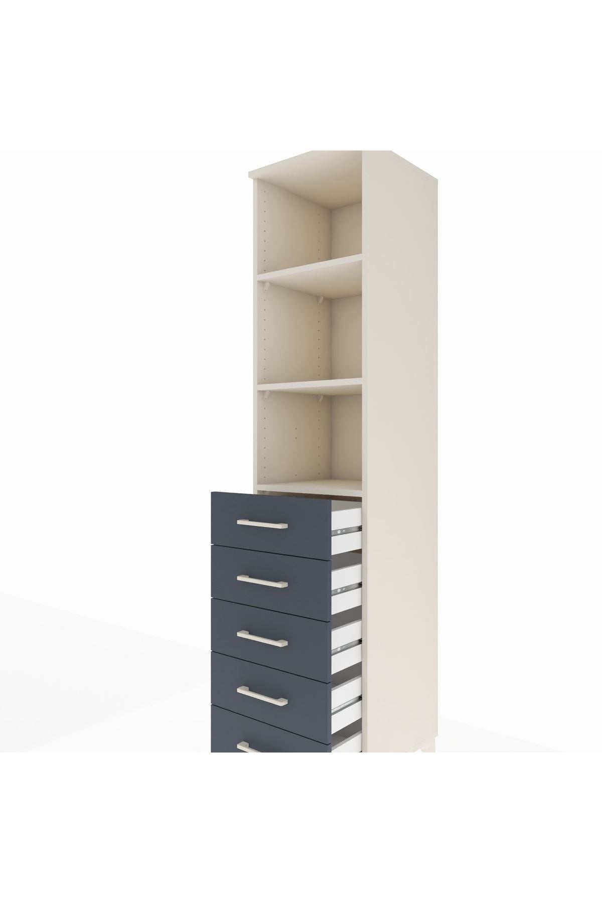 Hyperion Dolap 3 Raflı 5 Çekmeceli 44x44x195 Aytaşı-Antrasit