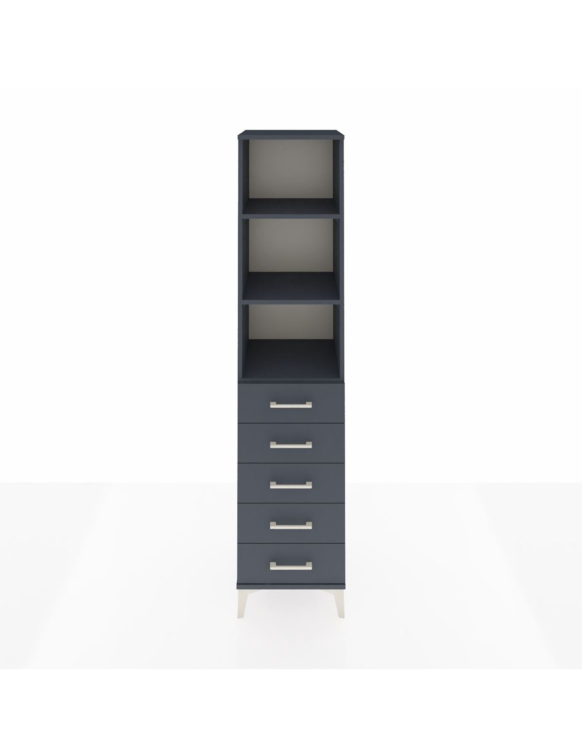 Hyperion Dolap 3 Raflı 5 Çekmeceli 44x44x195 Antrasit-Antrasit