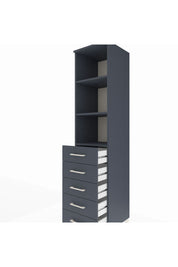 Hyperion Dolap 3 Raflı 5 Çekmeceli 44x44x195 Antrasit-Antrasit