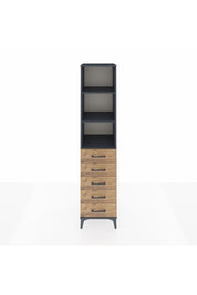 Hyperion Dolap 3 Raflı 5 Çekmeceli 44x44x195 Antrasit-Çam