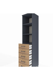 Hyperion Dolap 3 Raflı 5 Çekmeceli 44x44x195 Antrasit-Çam