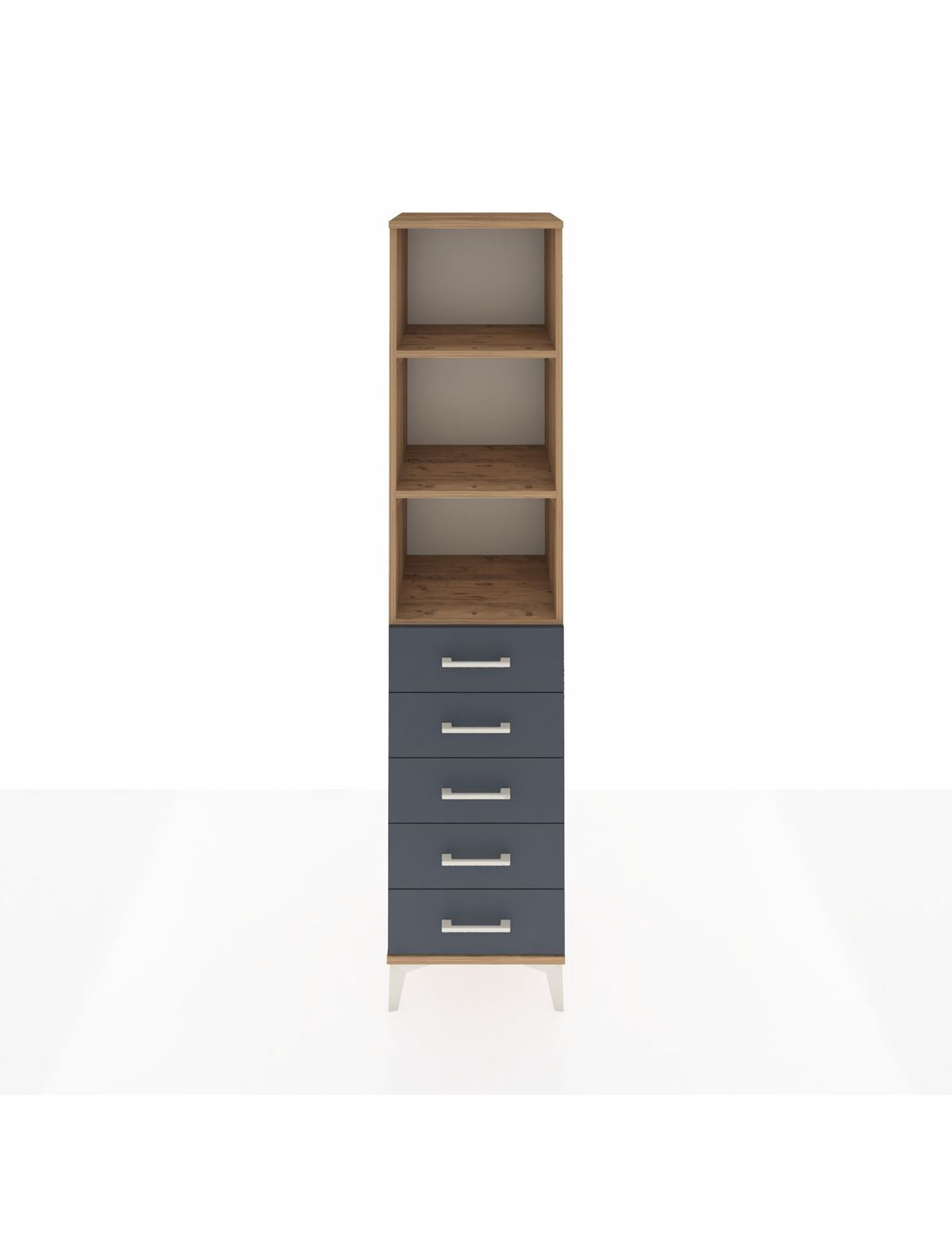 Hyperion Dolap 3 Raflı 5 Çekmeceli 44x44x195 Çam-Antrasit