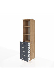 Hyperion Dolap 3 Raflı 5 Çekmeceli 44x44x195 Çam-Antrasit