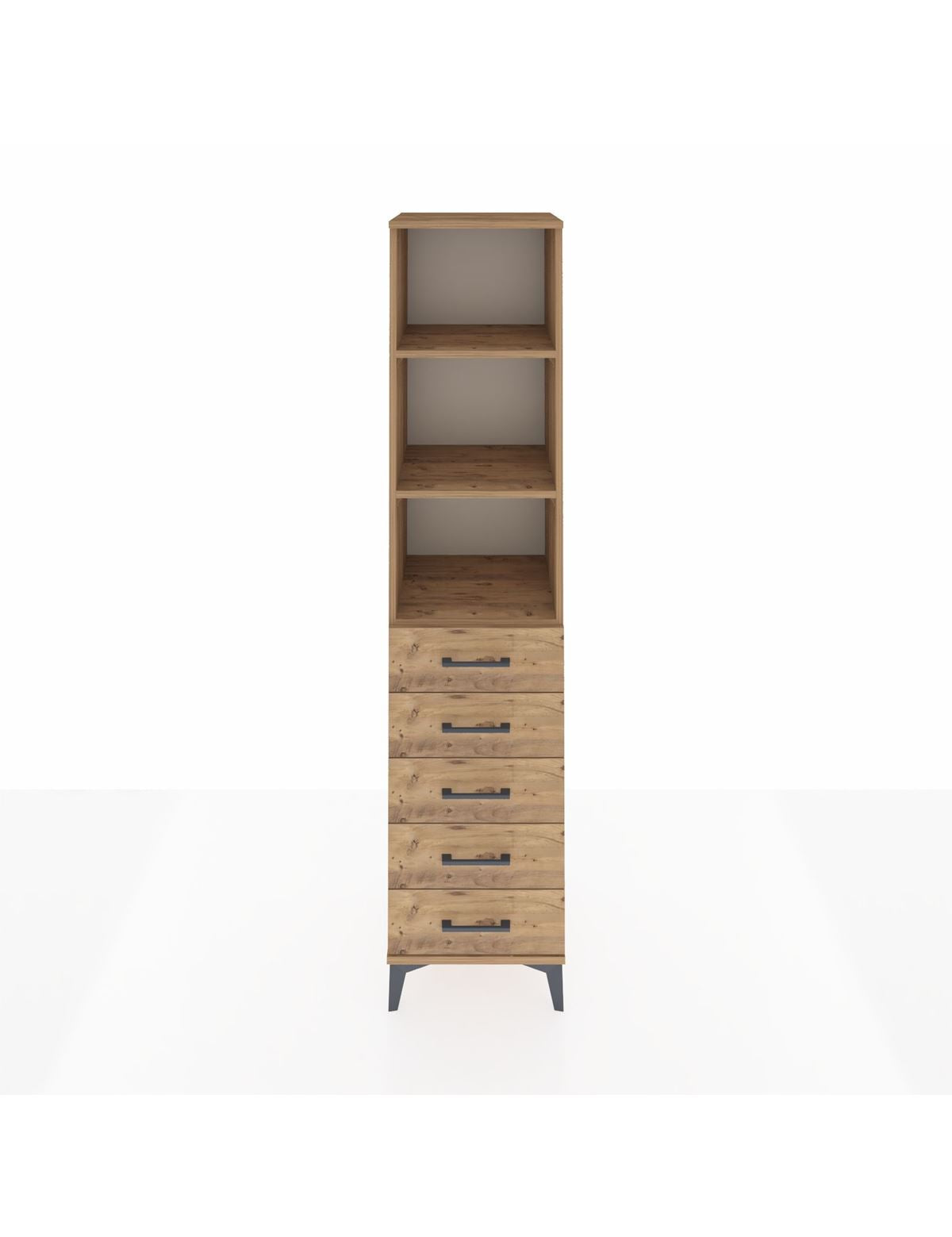 Hyperion Dolap 3 Raflı 5 Çekmeceli 44x44x195 Çam-Çam