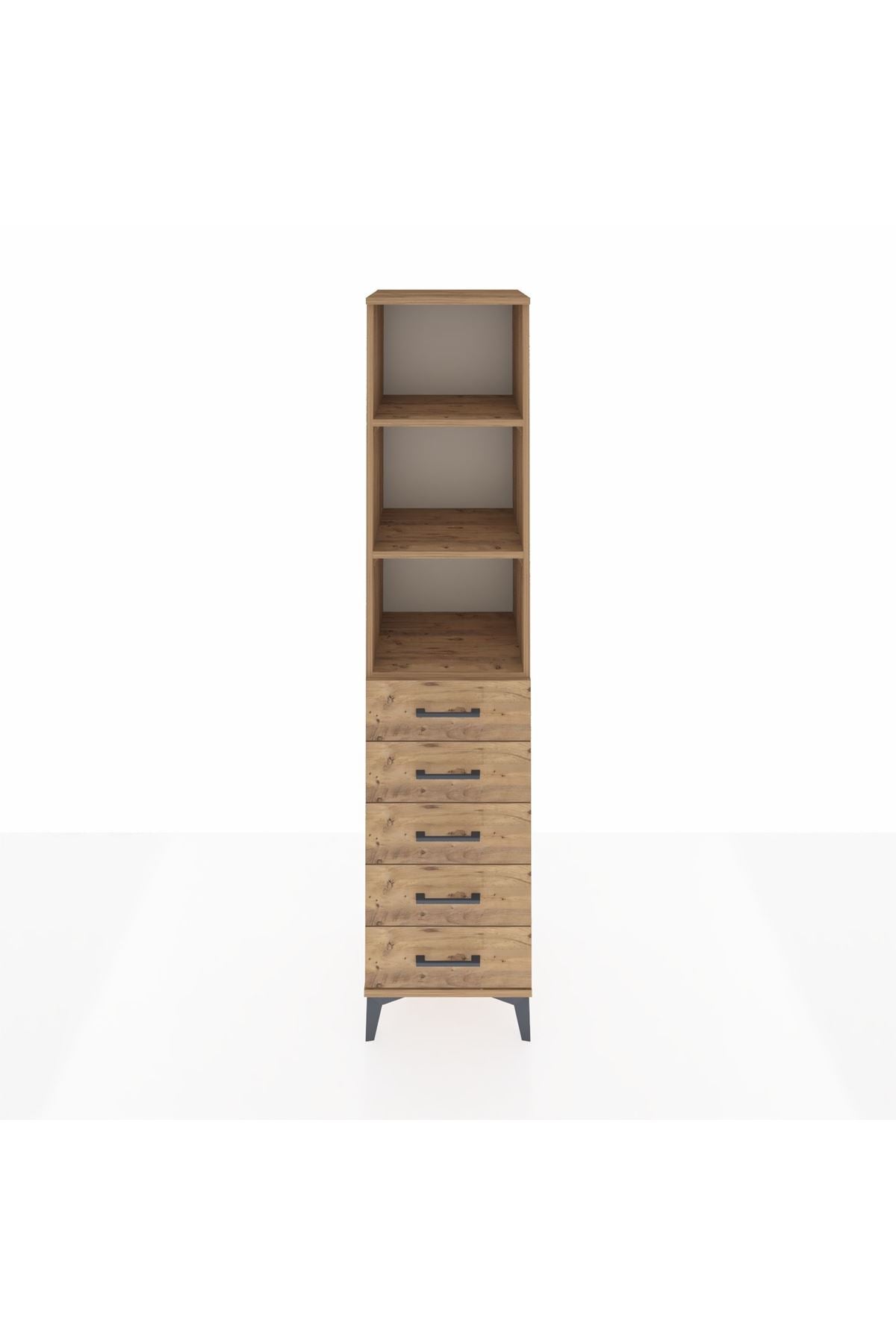 Hyperion Dolap 3 Raflı 5 Çekmeceli 44x44x195 Çam-Çam