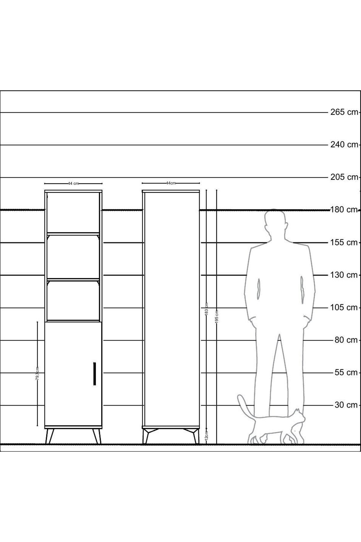 Hyperion Dolap 4 Raflı Tek Kapaklı 44x44x195 Antrasit-Aytaşı