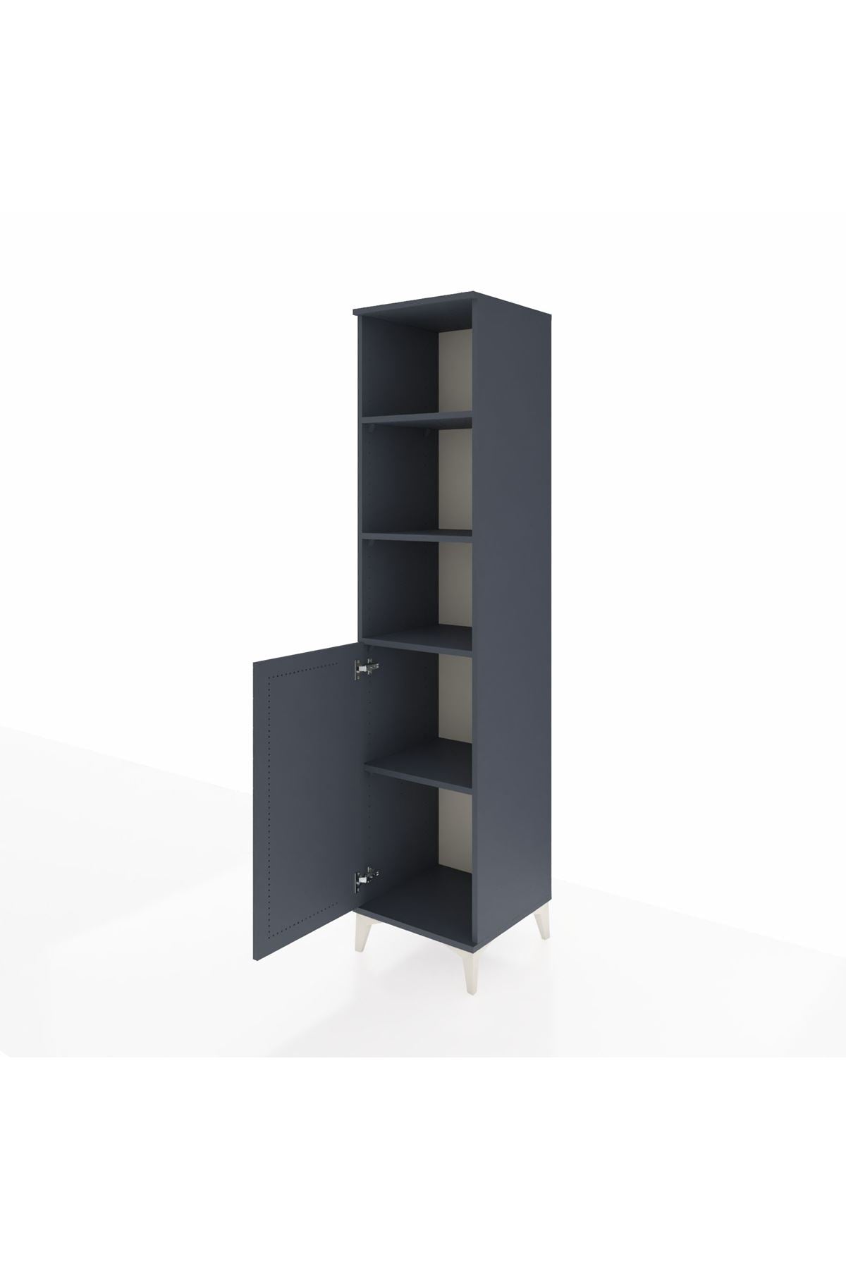 Hyperion Dolap 4 Raflı Tek Kapaklı 44x44x195 Antrasit-Antrasit