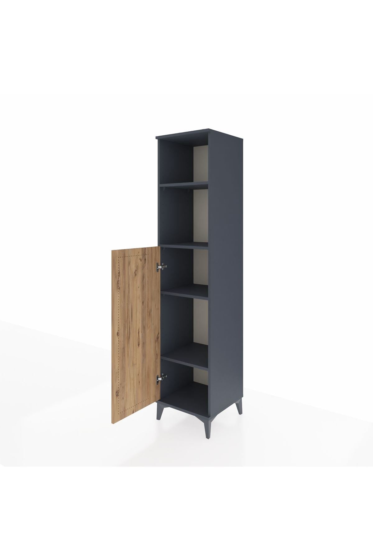 Hyperion Dolap 4 Raflı Tek Kapaklı 44x44x195 Antrasit-Çam