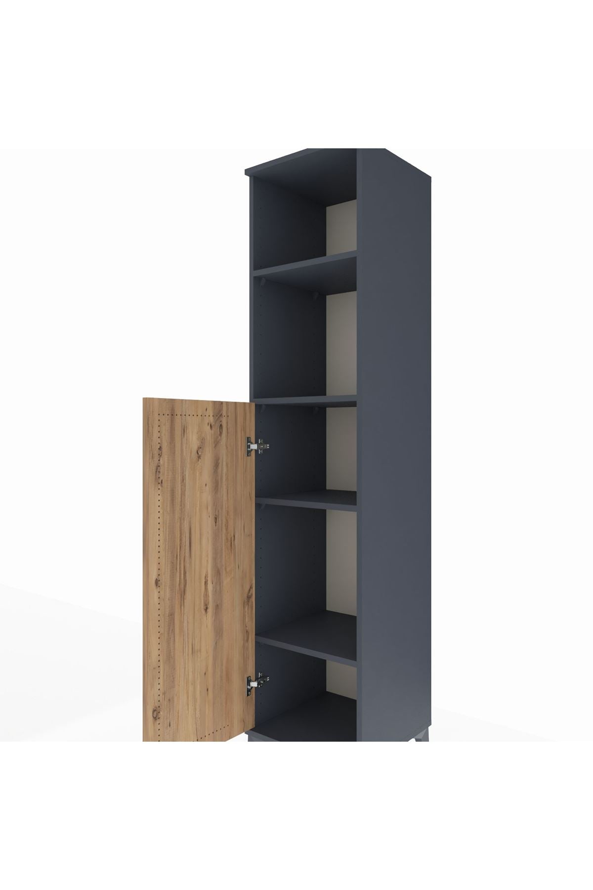 Hyperion Dolap 4 Raflı Tek Kapaklı 44x44x195 Antrasit-Çam