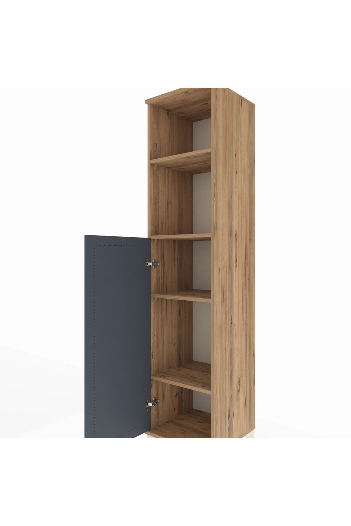 Hyperion Dolap 4 Raflı Tek Kapaklı 44x44x195 Çam-Antrasit