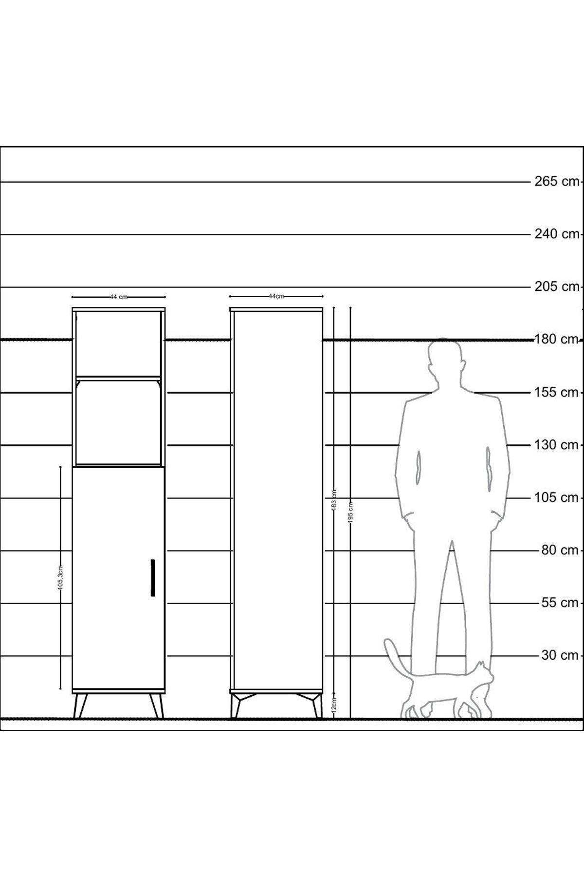 Hyperion Dolap 4 Raflı Tek Kapaklı 44x44x195 Çam-Çam