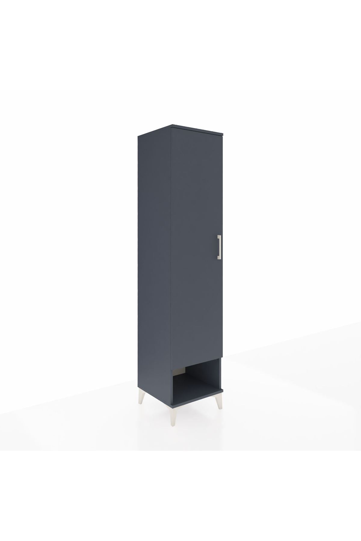 Hyperion Dolap 4 Raflı Tek Kapaklı 44x44x195 Antrasit-Antrasit