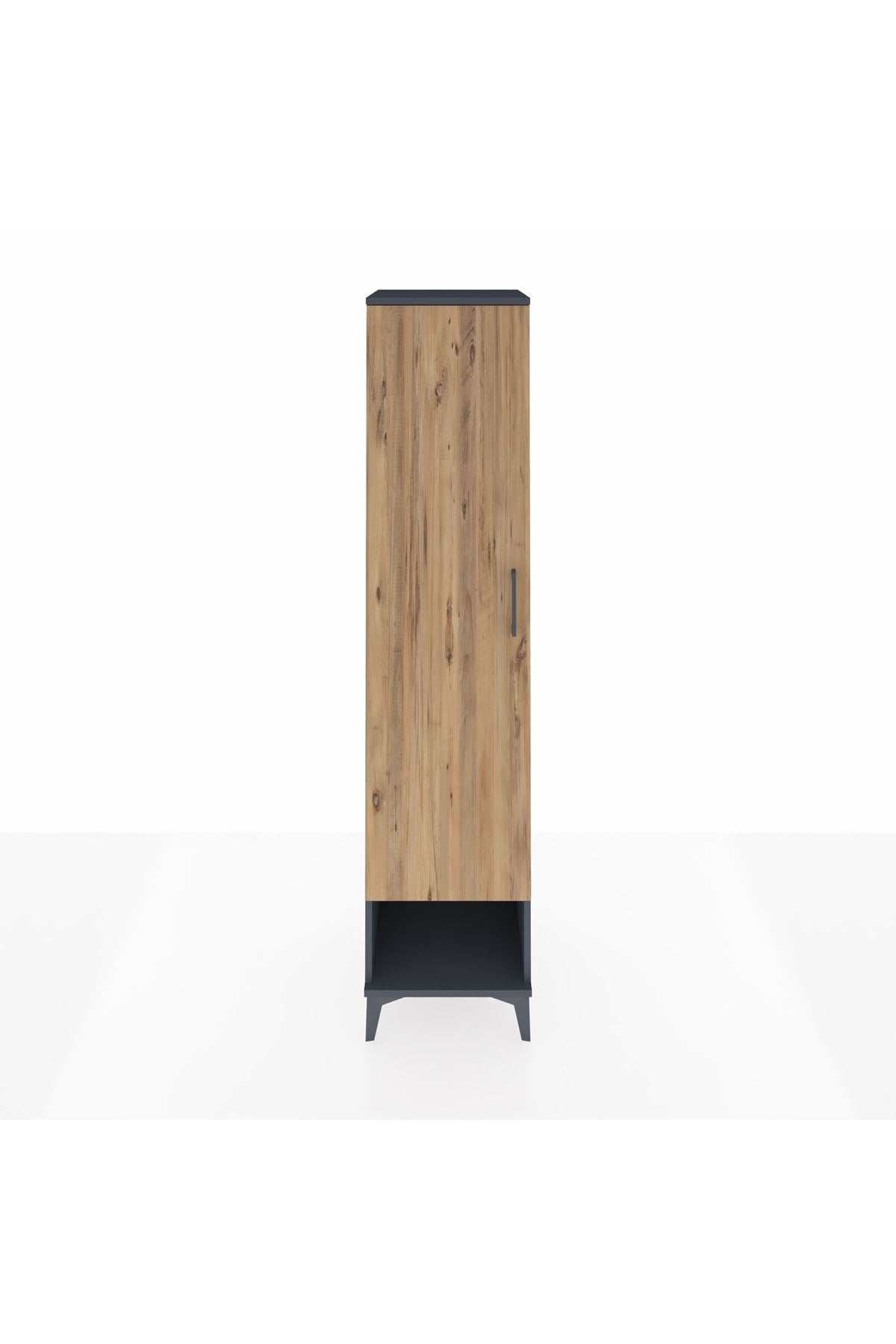 Hyperion Dolap 4 Raflı Tek Kapaklı 44x44x195 Antrasit-Çam