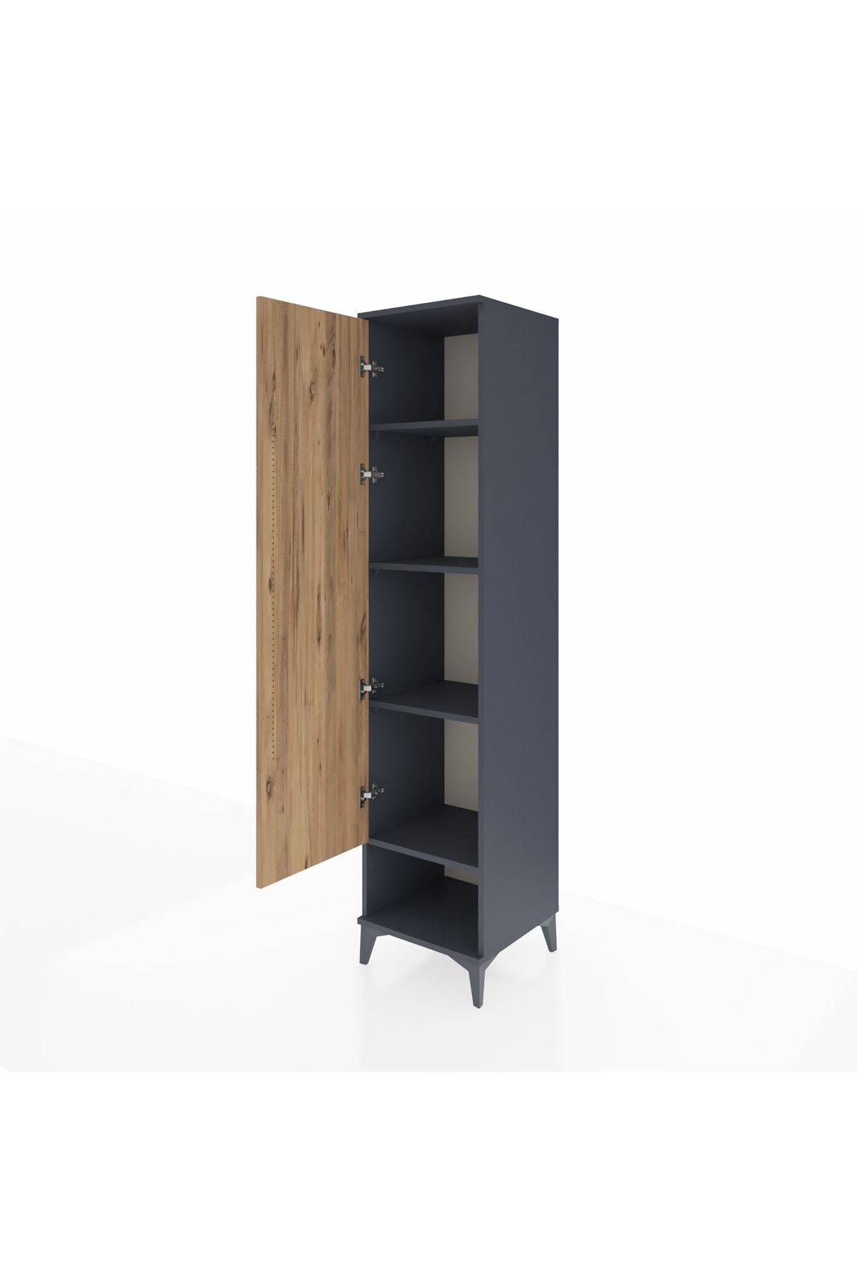 Hyperion Dolap 4 Raflı Tek Kapaklı 44x44x195 Antrasit-Çam