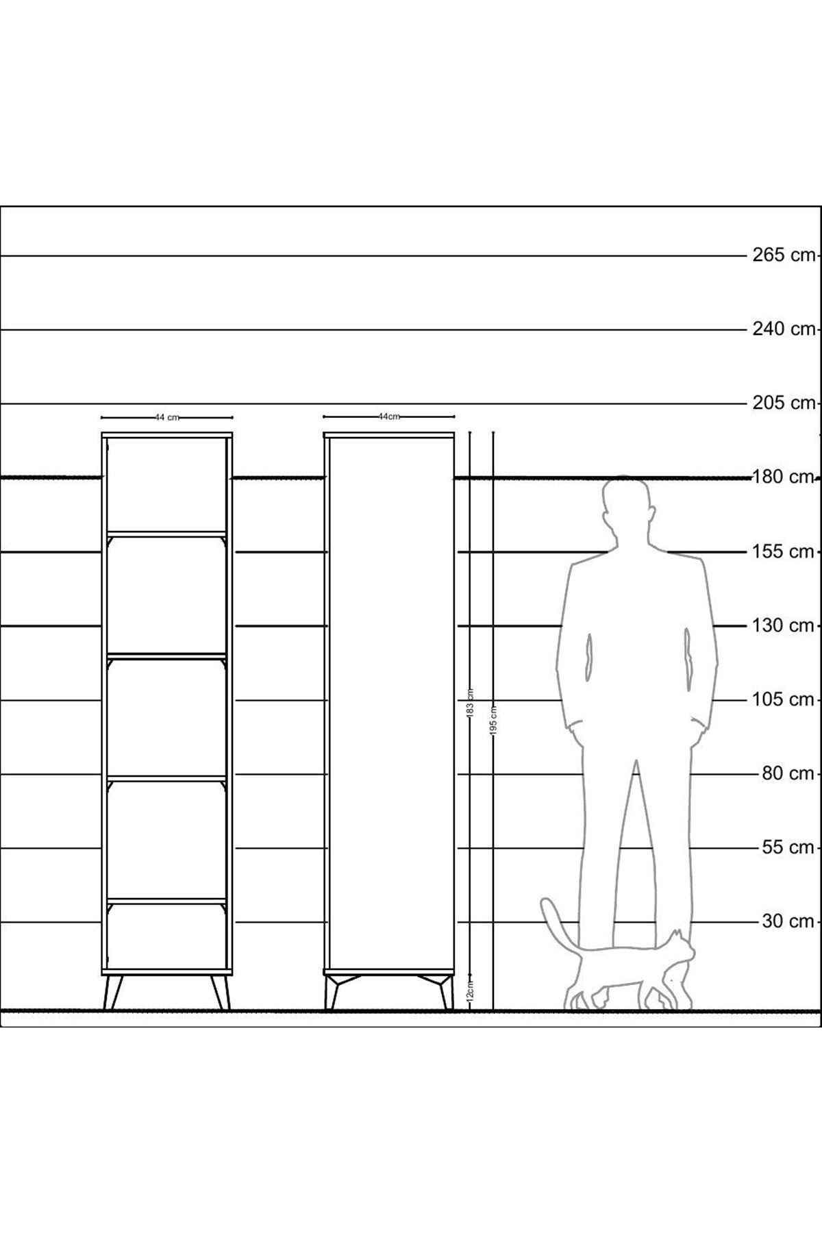 Hyperion Dolap 4 Raflı 44x44x195 Çam-Antrasit