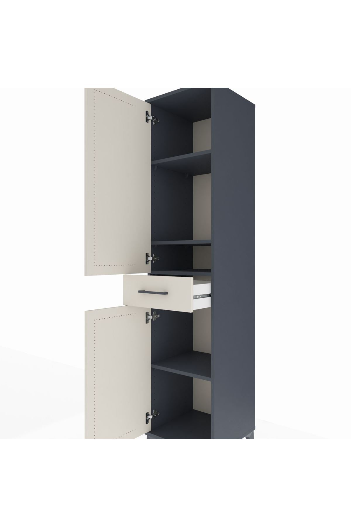 Hyperion Dolap 4 Raflı Tek Çekmeceli 2 Kapaklı 44x44x195 Antrasit-Aytaşı