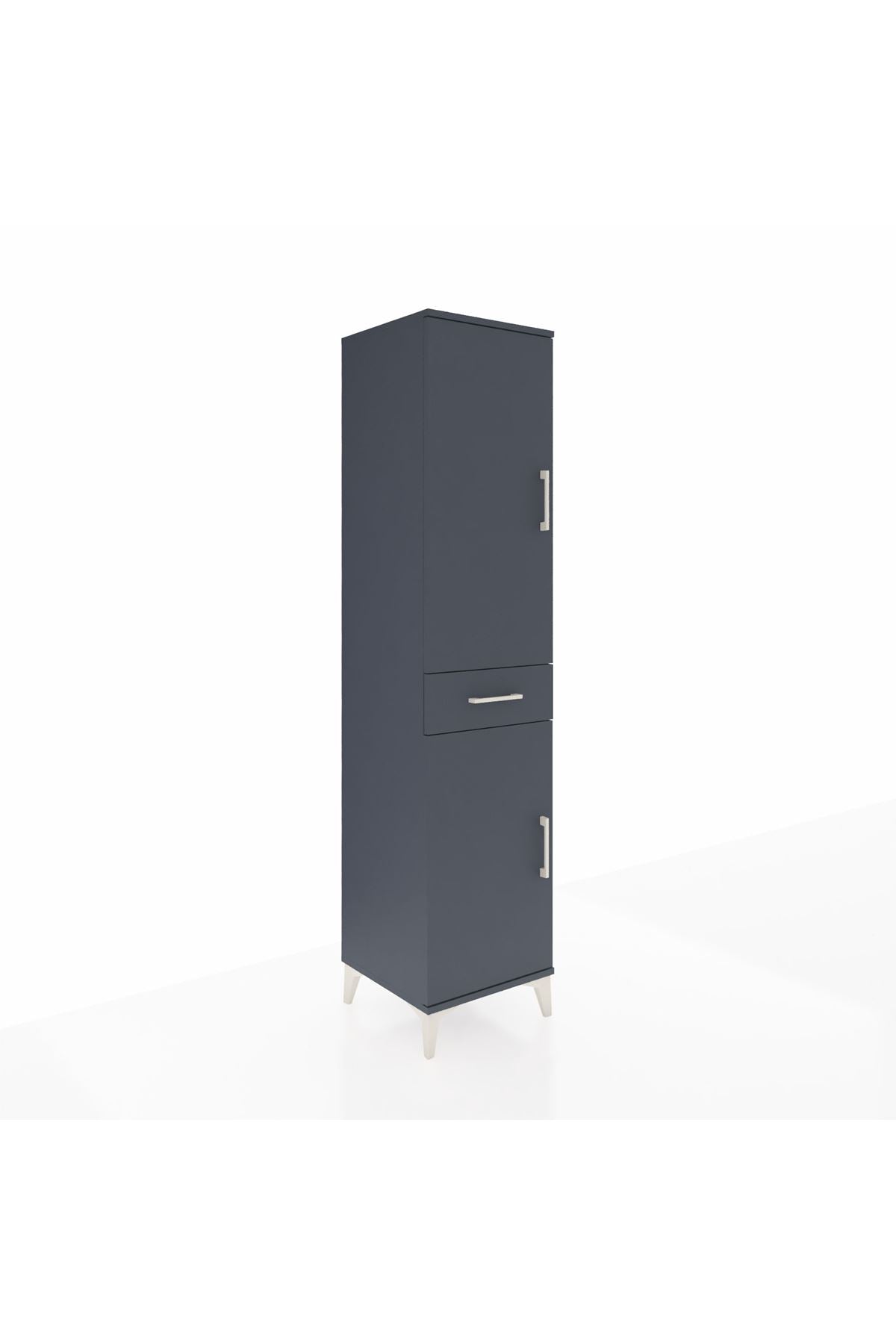 Hyperion Dolap 4 Raflı Tek Çekmeceli 2 Kapaklı 44x44x195 Antrasit-Antrasit