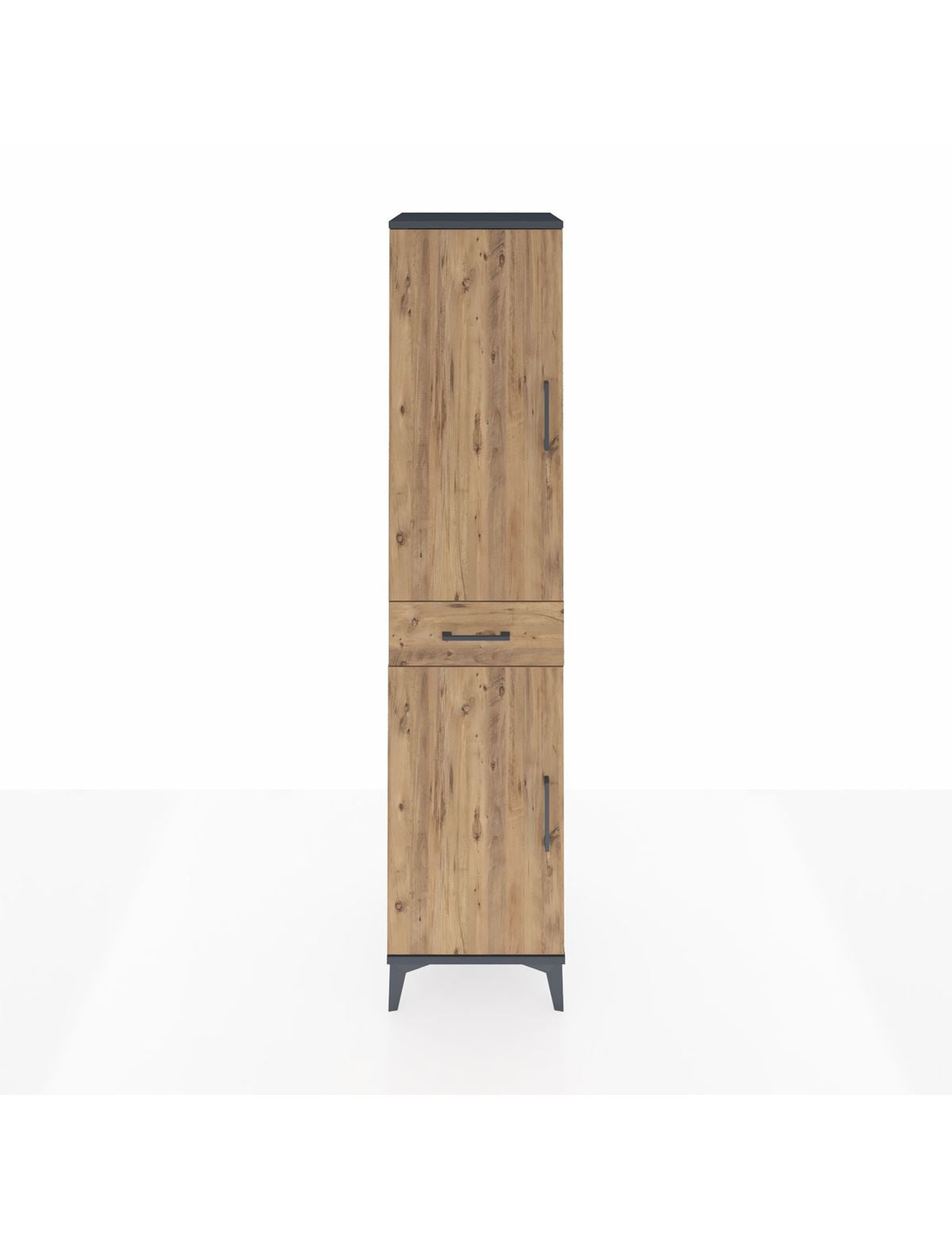 Hyperion Dolap 4 Raflı Tek Çekmeceli 2 Kapaklı 44x44x195 Antrasit-Çam