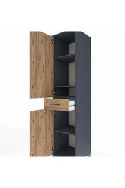 Hyperion Dolap 4 Raflı Tek Çekmeceli 2 Kapaklı 44x44x195 Antrasit-Çam