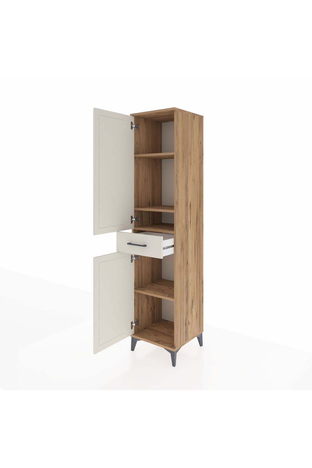 Hyperion Dolap 4 Raflı Tek Çekmeceli 2 Kapaklı 44x44x195 Çam-Aytaşı