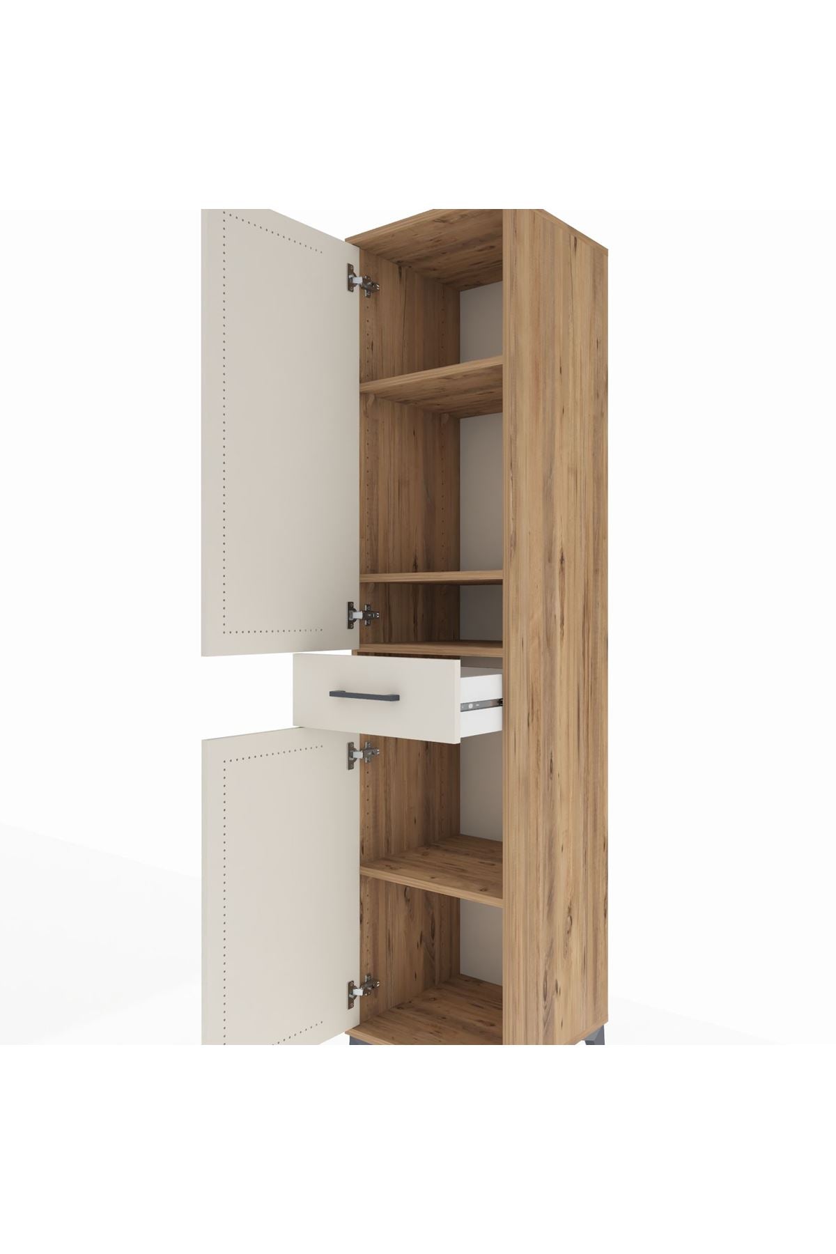 Hyperion Dolap 4 Raflı Tek Çekmeceli 2 Kapaklı 44x44x195 Çam-Aytaşı