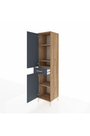 Hyperion Dolap 4 Raflı Tek Çekmeceli 2 Kapaklı 44x44x195 Çam-Antrasit