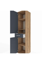 Hyperion Dolap 4 Raflı Tek Çekmeceli 2 Kapaklı 44x44x195 Çam-Antrasit