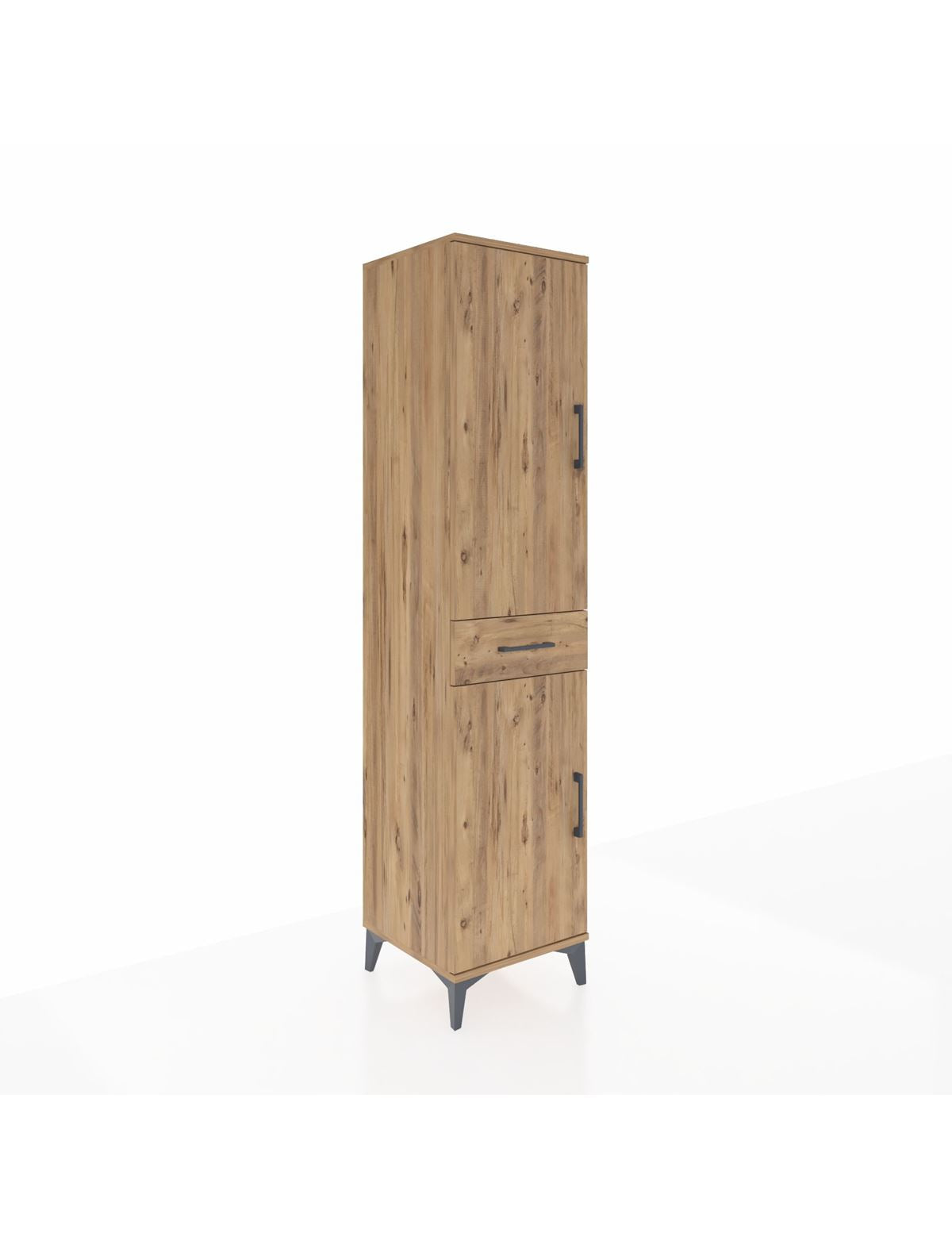 Hyperion Dolap 4 Raflı Tek Çekmeceli 2 Kapaklı 44x44x195 Çam-Çam