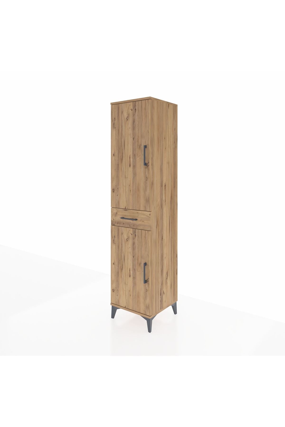 Hyperion Dolap 4 Raflı Tek Çekmeceli 2 Kapaklı 44x44x195 Çam-Çam