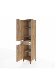 Hyperion Dolap 4 Raflı Tek Çekmeceli 2 Kapaklı 44x44x195 Çam-Çam